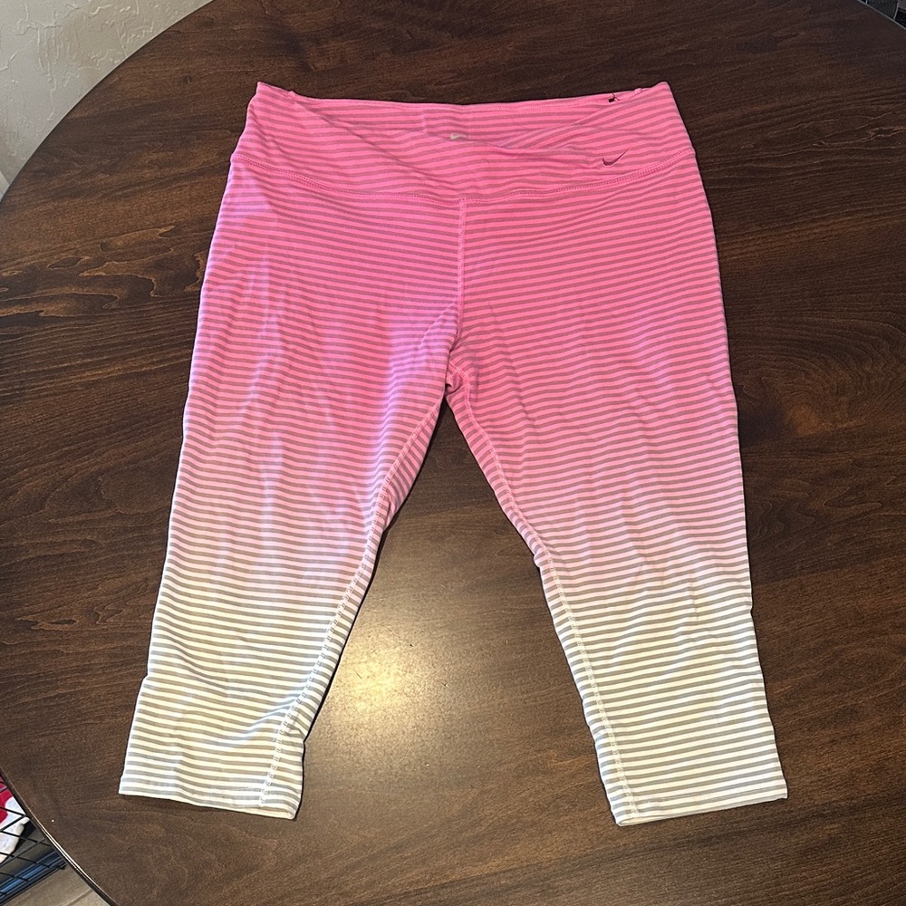 Nike Dri-fit Pink and White Ombre Capri Leggings